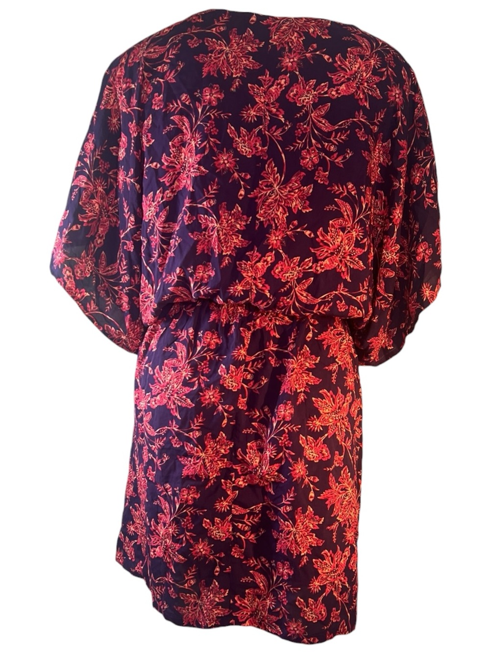 Land’s End Floral Navy and Pink V-Neck Swim Cover Up Beach Cruise Vacation Pool - Picture 3 of 7